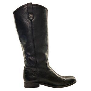 Frye Melissa Black Button Leather Riding Boots | Size 7.5 Tall Knee High